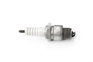 Spark plugs old isolated on a white background.