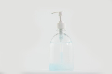 Alcohol-resistant handwashing bottle of Covid 19 on a white background
