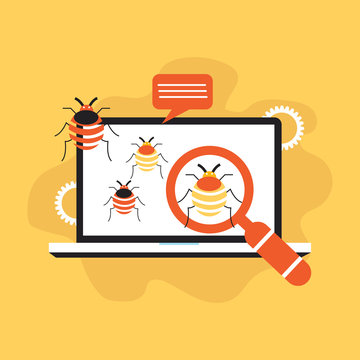 bug and virus in the programming code concept