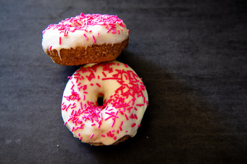 Homemade donuts with sugar and cinnamon