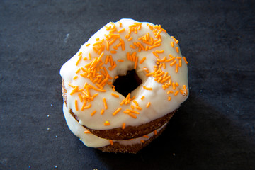 Homemade donuts with sugar and cinnamon