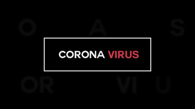 A simple coronavirus title on a black background for news video