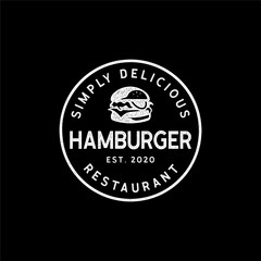 Burger logo stamp vintage retro hipster sticker design vector