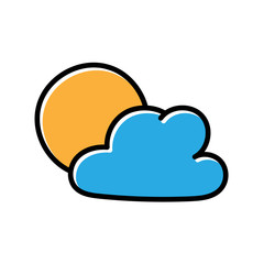sun and clouds hand drawn icon vector design