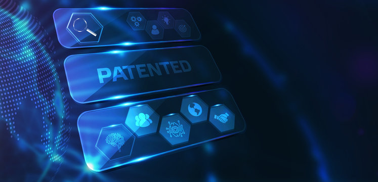 Business, Technology, Internet and network concept. Young businessman working on a virtual screen of the future and sees the inscription: Patented