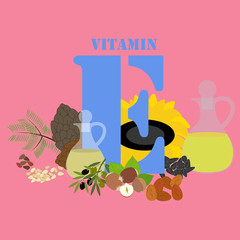 Vitamin E healthy nutrient rich food vector illustration