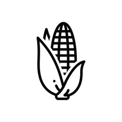 Black line icon for corn