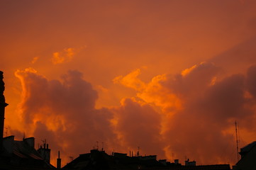 Krakow dusk sky and rooftops