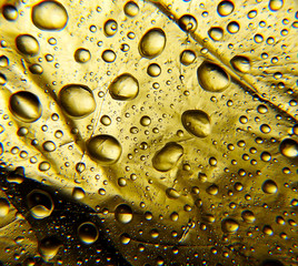 Drops of water on a metal surface. Texture. Background. Macro shot.   