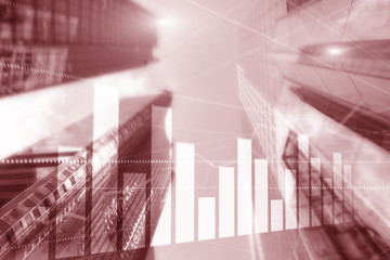 3D Graph and Lines. Hong Kong Blurred Background. For your business project.