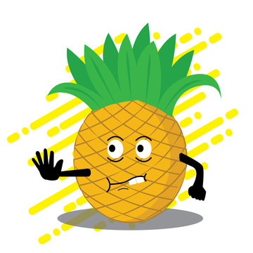 Fresh pineapple illustration, hobby of painting, suitable for advertisement, fresh drink,
 emoticon, food and beverage industry, etc.