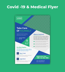 Covid-19 & coronavirus social media flyer, Medical flyer, Coronavirus campaign medical flyer template