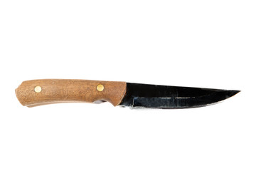 tourist knife with a fixed blade on a white background