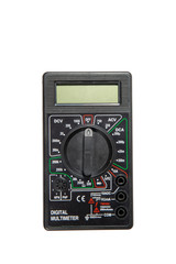 Fototapeta premium A device for measuring voltage, current, resistance. Multimeter on a white background.
