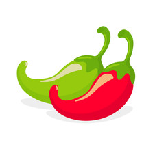 Green and red chilli vector For cooking to be spicy in Mexican style. isolate on white background.
