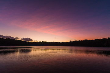 Sunset at Lake Eacham Cairns QLD Australia -夕暮れに染まる湖-