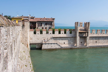 Scaliger Castle fortification walls, Sirmione, Lombardy, Italy.