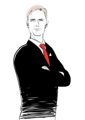 男性_スーツ腕組み