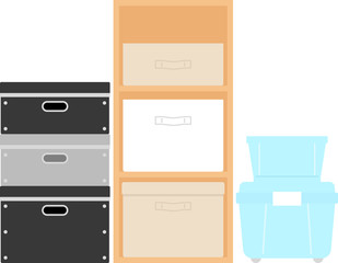 家庭用収納ボックスのイラストセット