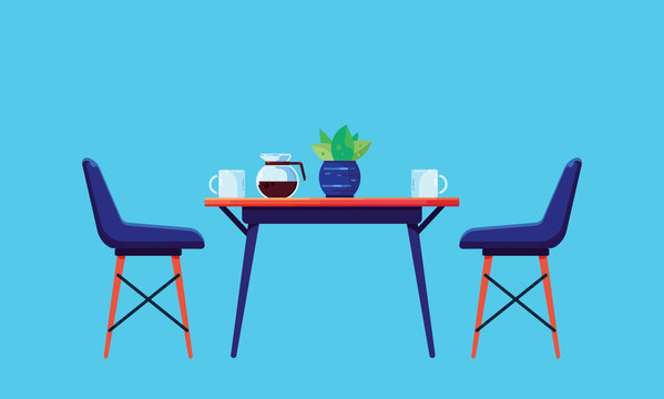 chair and coffee table, vector illustration in flat style design