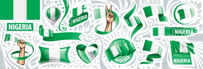 Vector set of the national flag of Nigeria in various creative designs