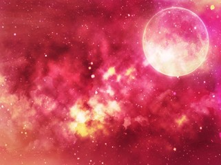Fototapeta na wymiar abstract space background with full moon - illustration design 