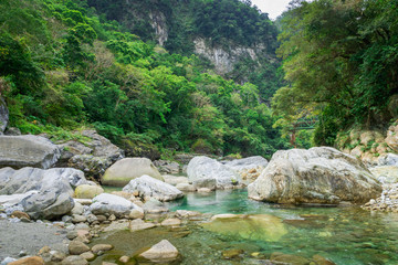 Naklejka na ściany i meble Taroko national park canyon and river landscape in Hualien, Taiwan. 