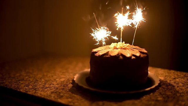 Cake for celebration with sparkles. Celebration concept.