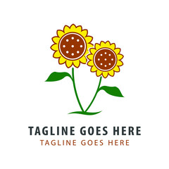 Logo and symbol of sunflower design. Sunflower plant icons isolated on white background
