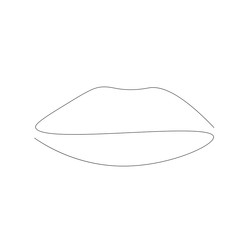 Lips silhouette line draw, vector illustration