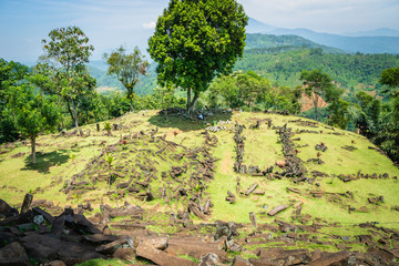 Gunung Padang Megalithic Site in Cianjur, Java island, Indonesia. Gunung Padang is the largest...