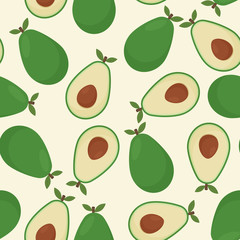 Avocado seamless pattern for print, fabric and organic, vegan, raw products packaging. Texture for eco and healthy food