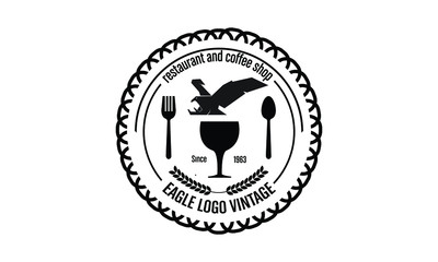 logo of the restaurant's emblem, vintage style with an eagle theme	
