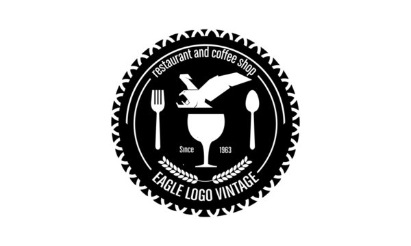 logo of the restaurant's emblem, vintage style with an eagle theme	