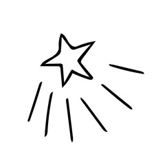 shooting star hand drawn element in doodle style. vector scandinavian monochrome minimalism. sky cosmos night make a wish