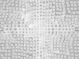 White cubes structure. Abstract futuristic background.