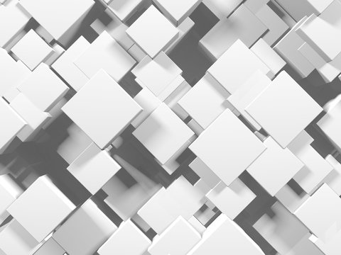 White cubes structure. Abstract futuristic background. © VERSUSstudio
