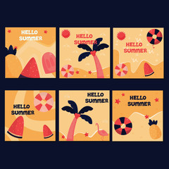 summer card hand drawn pack template