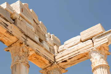 Sights of the Antalya coast.  Apollo temple in Side.
