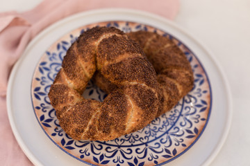 Closeup shot of the turkish bagel