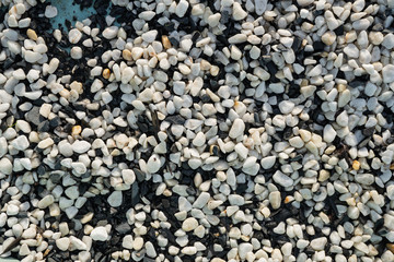 Background image of small black and white round pebbles