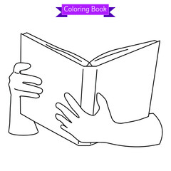 coloring book hand holding book front side