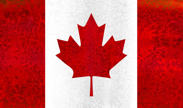 Watercolor flag of Canada, red maple leaf