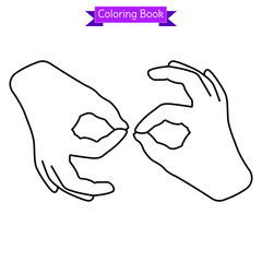 Fototapeta premium coloring book hand gesture ok sign