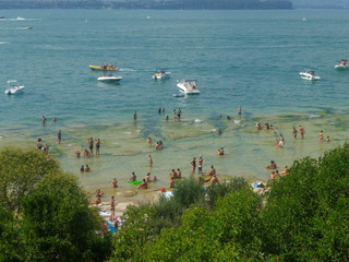 Jamaica Beach on Lake Garda, Sirmione, Lombardy, Italy.