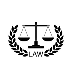 Law icon isolated on white background. Justice scale icon
