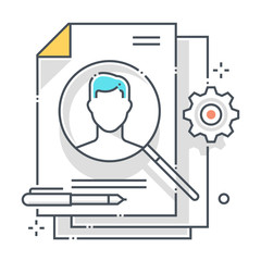 Head hunting related color line vector icon, illustration