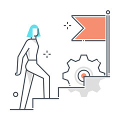 Achievement related color line vector icon, illustration
