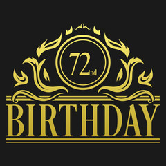 Luxury 72nd Birthday Logo illustration vector