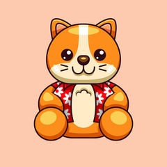 cute animal with summer shirt ready to go to the beach